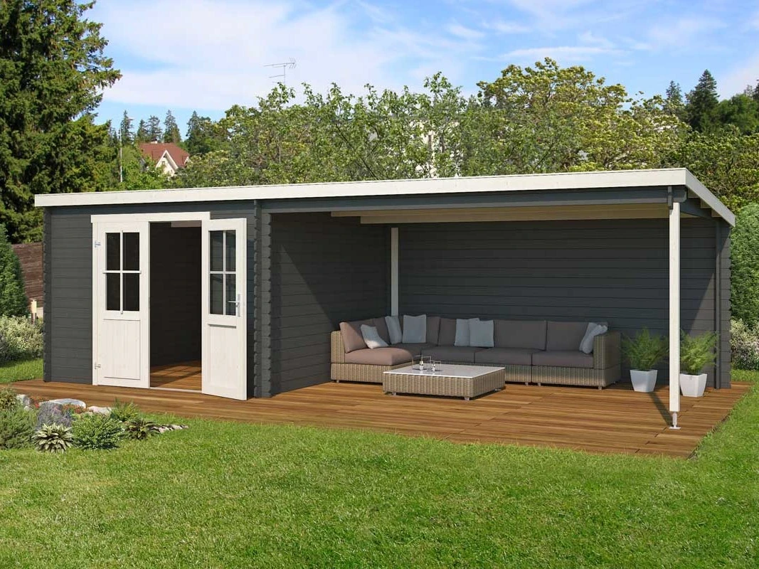 Outdoor Life Blokhut St. Louis Carbon Grey-Wit 701 x 319 cm - Afbeelding 2